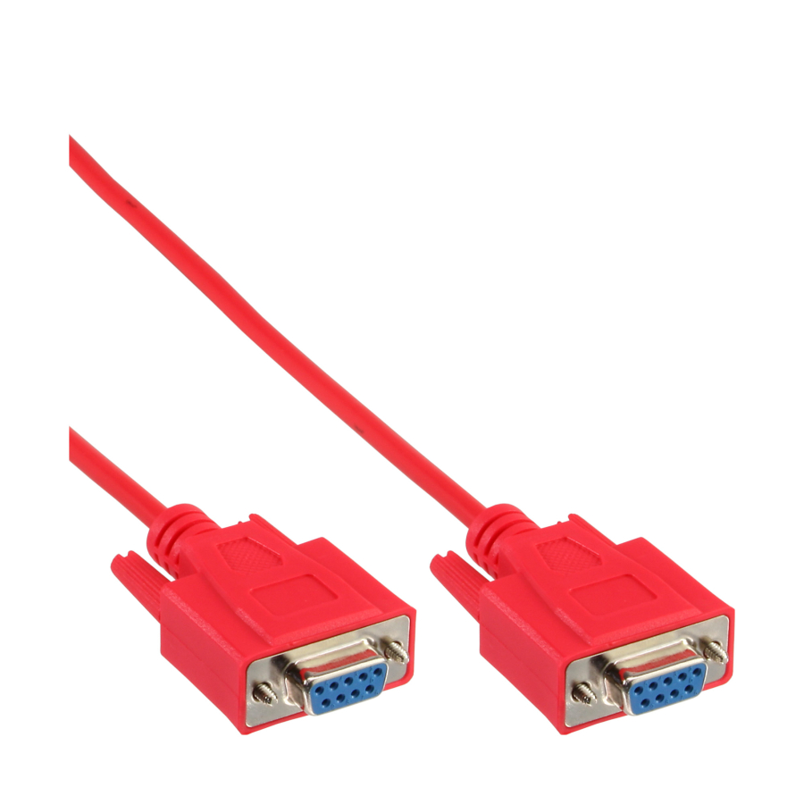 InLine Cavo Modem Null, Presa/Presa a 9 Poli, Stampato, Rosso, 3 m