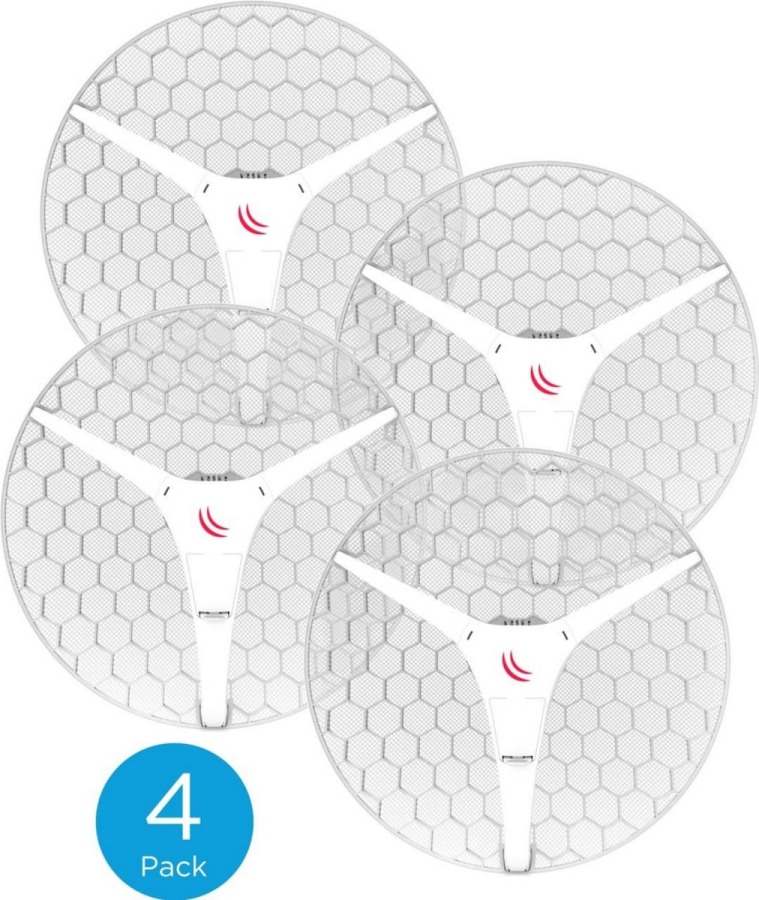 Mikrotik LHG XL 5 ac 4pack (LHG XL 5 ac with 27dBi 5GHz antenna. Dual Chain 802.11ac wireless. 716MHz CPU. 256MB RAM. 1x Gigabit LAN. POE. PSU. RouterOS L3) – a