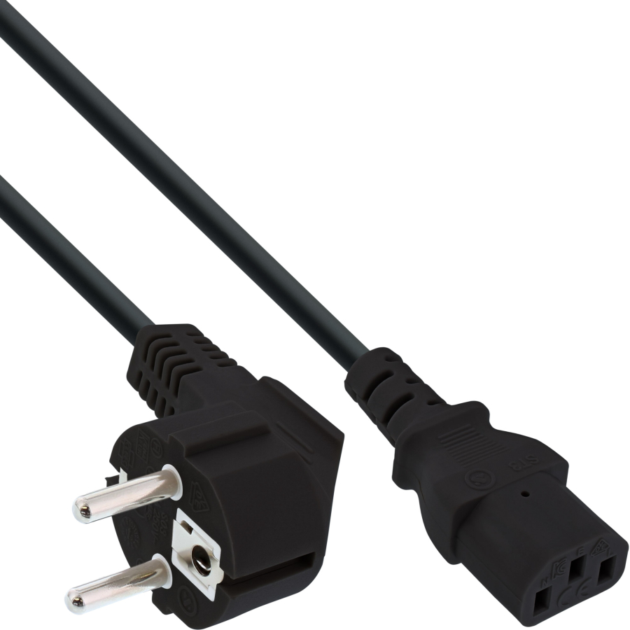 InLine Cavo alimentazione, Spina Tedesca CEE-7/7 90° a Presa IEC-320-C13, 0,3m