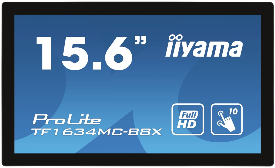 iiyama ProLite TF1634MC-B8X Monitor PC 39.6 cm (15.6) 1920 x 1080 Pixel Full HD LED Touch screen Multi utente Nero