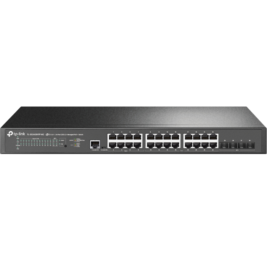 TP-Link JetStream TL-SG3428XPP-M2 switch di rete Gestito L2+ 2.5G Ethernet (100/1000/2500) Supporto Power over Ethernet (PoE) 1U Nero