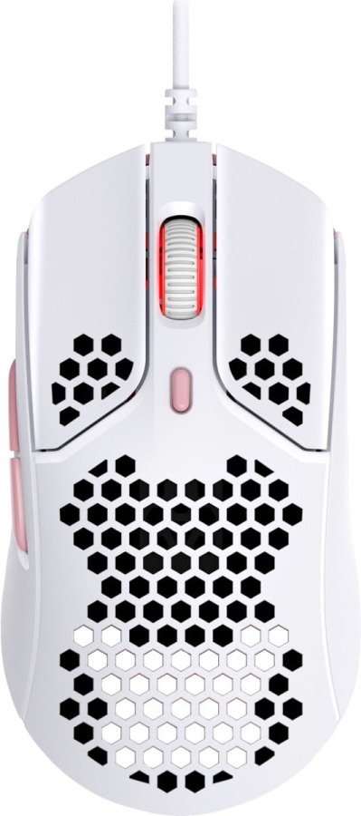 HyperX Pulsefire Haste - mouse da gioco cablato USB - Pixart PAW 3335 16000 DPI 59g bianco-rosa
