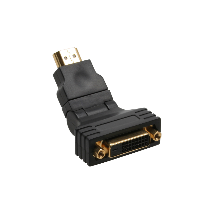 Adattatore HDMI-DVI, Typ A maschio a DVI-D 24+1 femmina, orientabile 180°, dorato