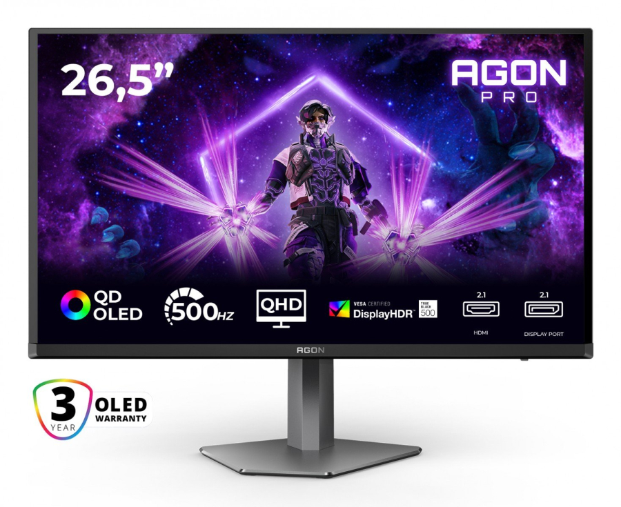 AOC AGON PRO AG276QKD2 Monitor PC 67.3 cm (26.5) 2560 x 1440 Pixel Quad HD QD-OLED Nero. Grigio