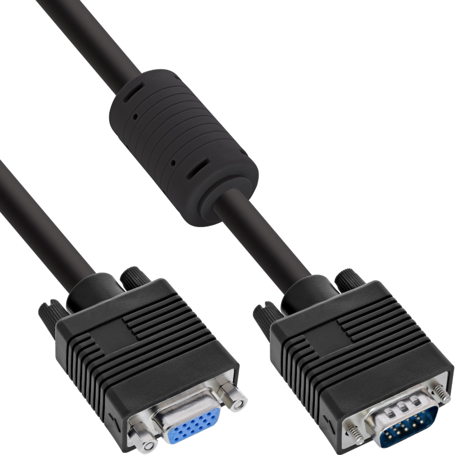 InLine Cavo S-VGA 15poli HD maschio / femmina, ferrite, schermato, nero, 3m