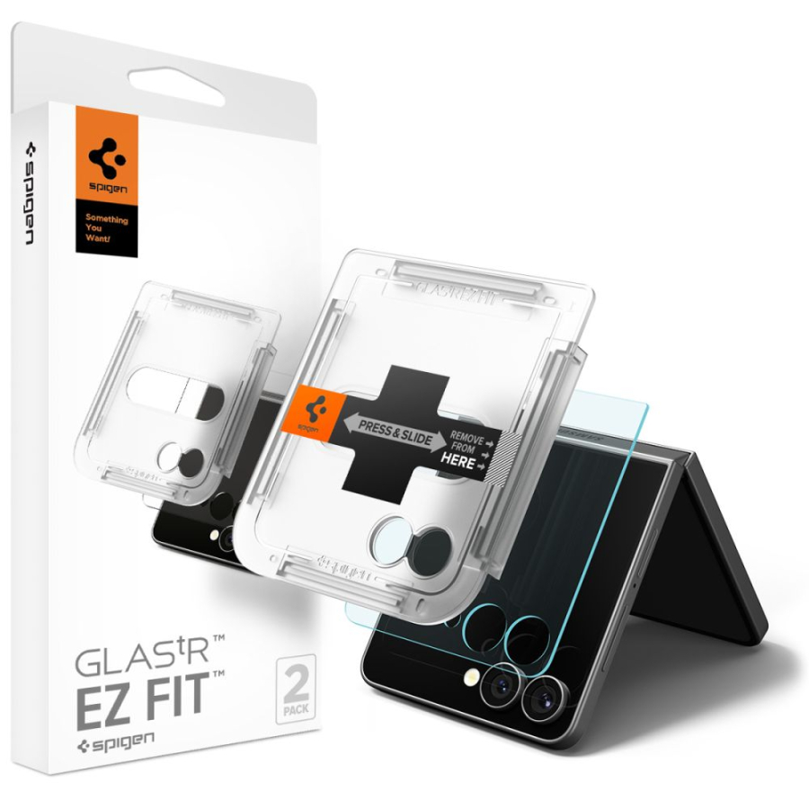 Confezione da 2 pezzi di vetro temperato Spigen Glas.TR EZ Fit HD per Samsung Galaxy Z Flip 7 - trasparente