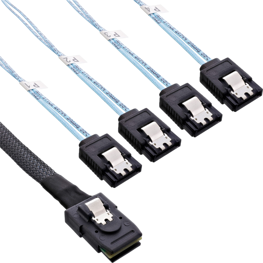 InLine Cavo Mini SAS, SFF-8087 a 4x SATA, 0,75m, configurazione Crossover, OCF