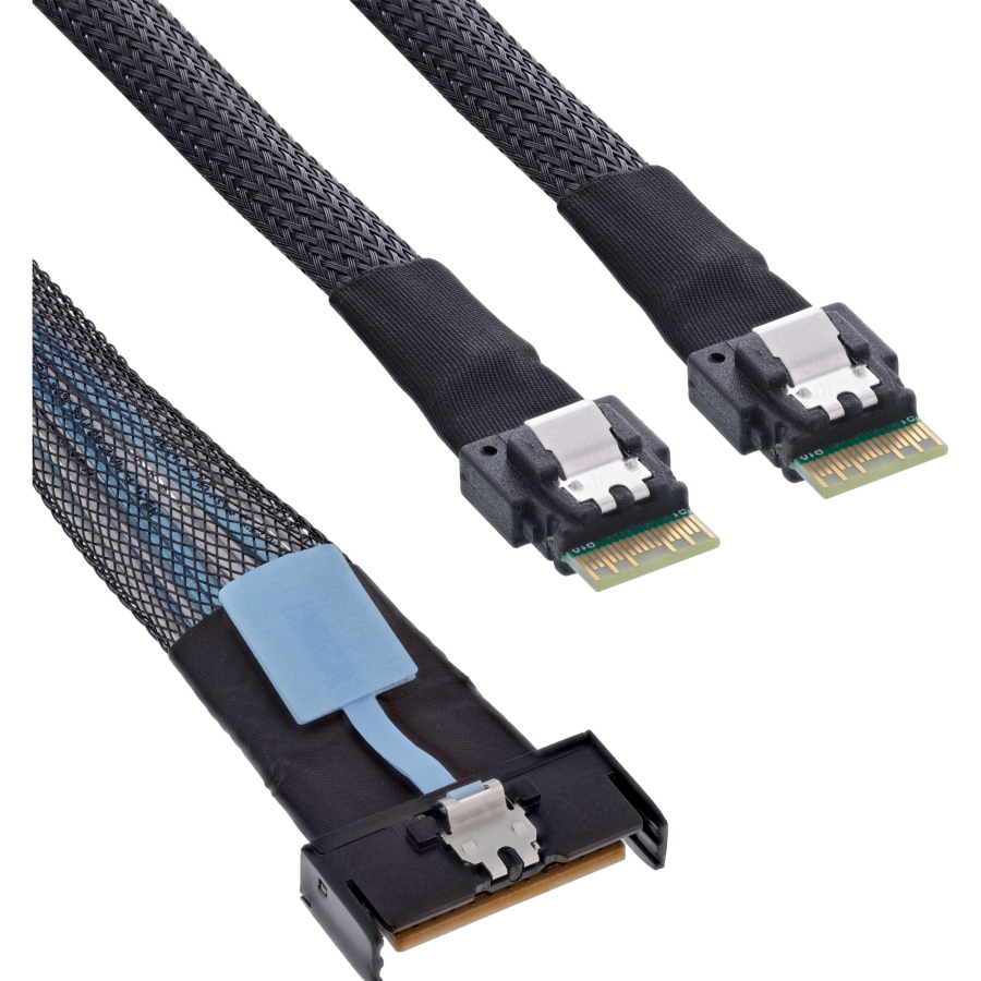 InLine Cavo MCIO, connettore MCIO x8 a 2x 4i SFF-8654 connettori, 0,75m