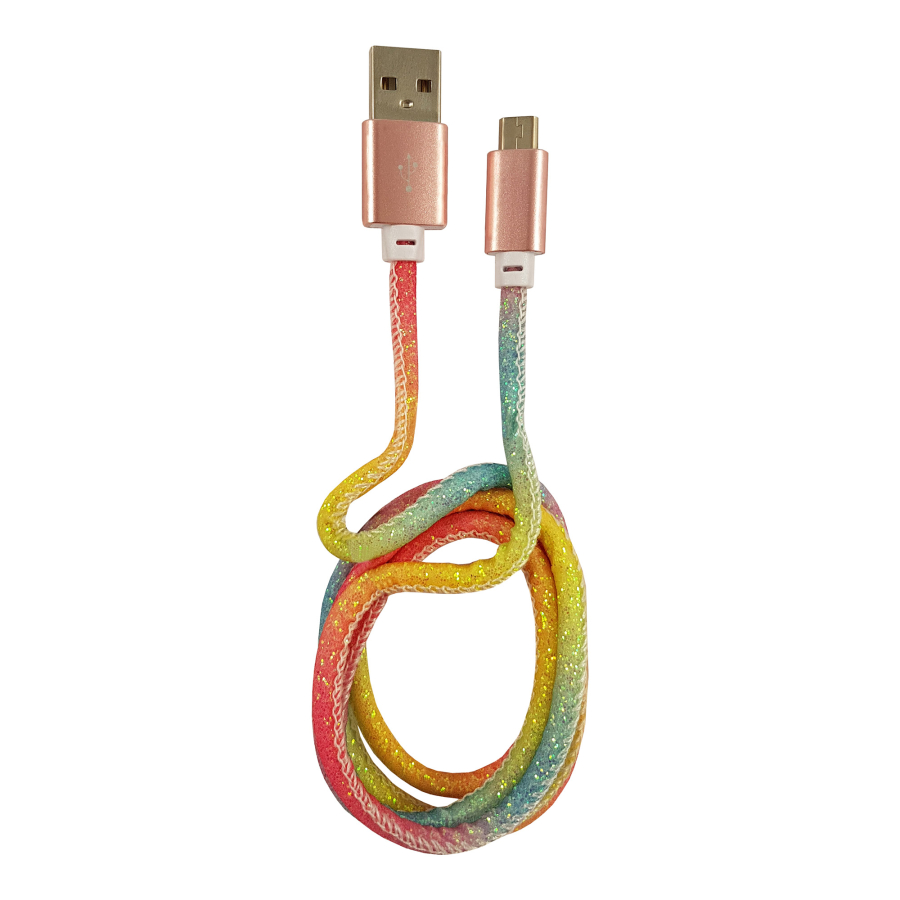 LC-Power LC-C-USB-MICRO-1M-3 Cavo da USB A a micro USB, glitter arcobaleno, 1m