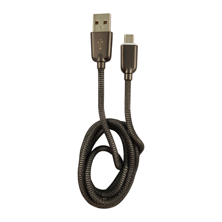 LC-Power Cavo da USB A a Micro-USB, metallo nero, 1m