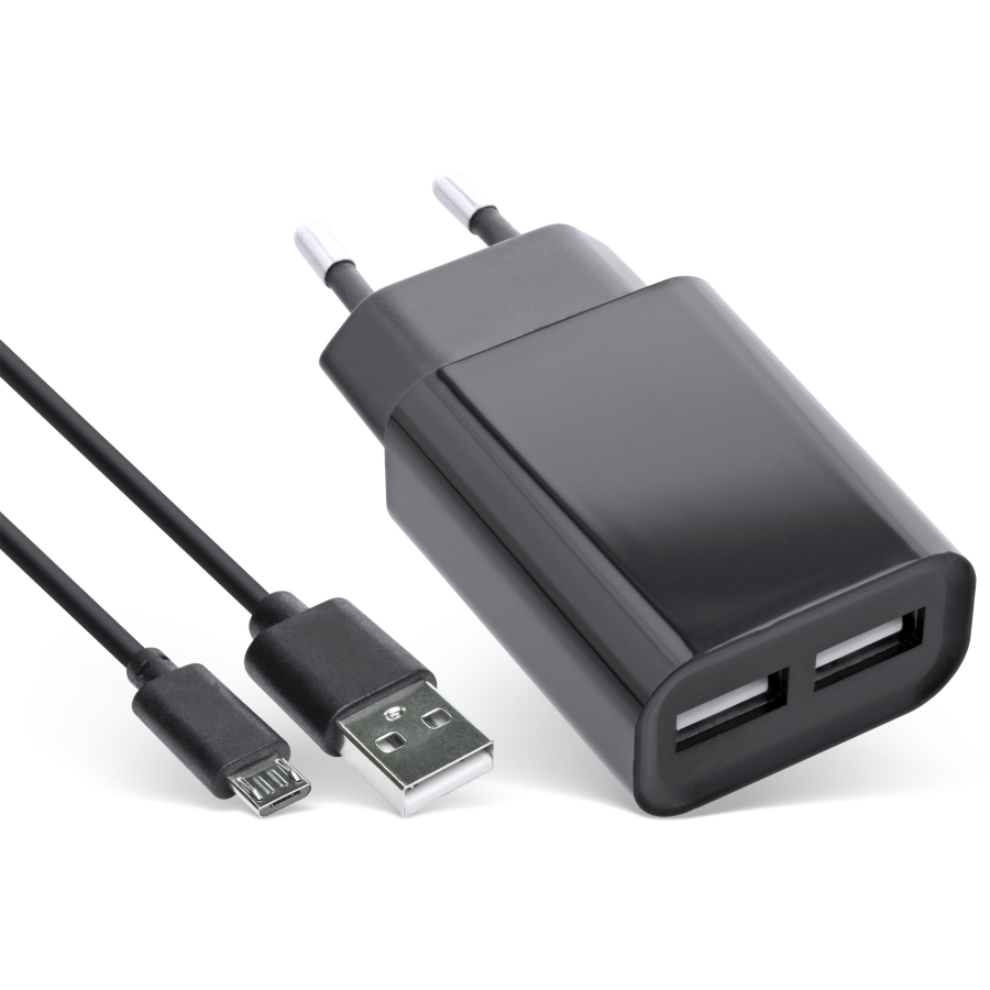 InLine® USB DUO+ Set, adattatore di alimentazione 2 porte + cavo Micro-USB