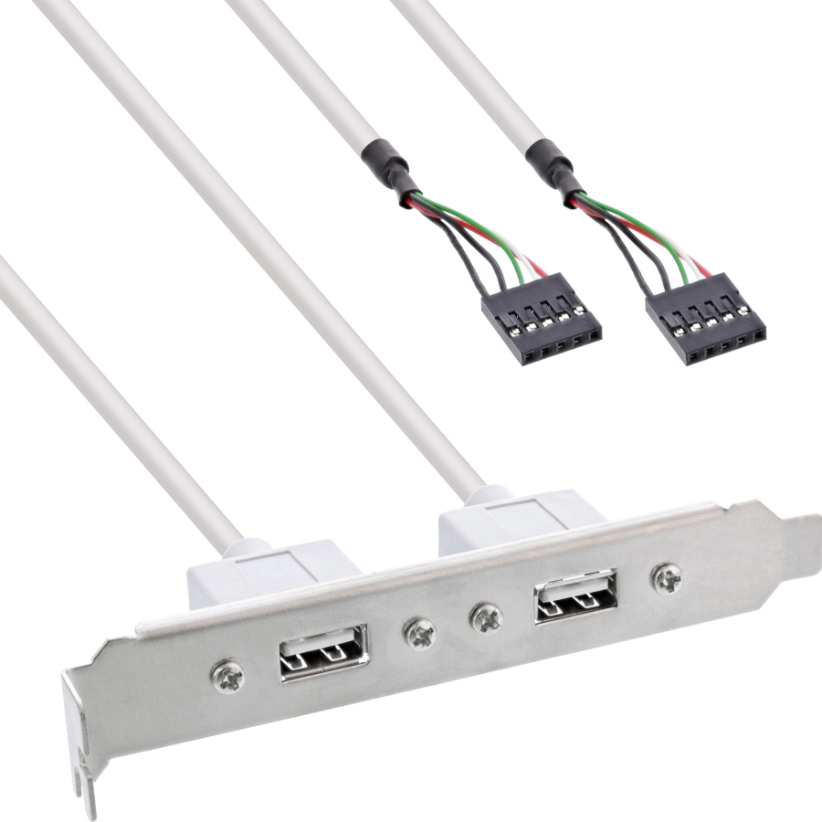 InLine Staffa PCI, 2 porta USB 2.0 esterne, 2x IDC 5 pin femmina interna, 0,3m