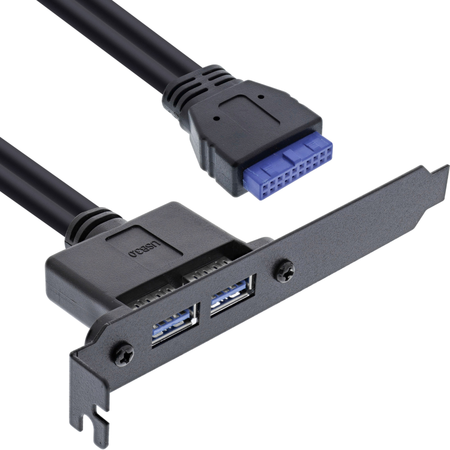 InLine Staffa PCI, 2 porta USB 3.2 Gen.1 esterne, 1x IDC 19 pin F interna, 0,5m