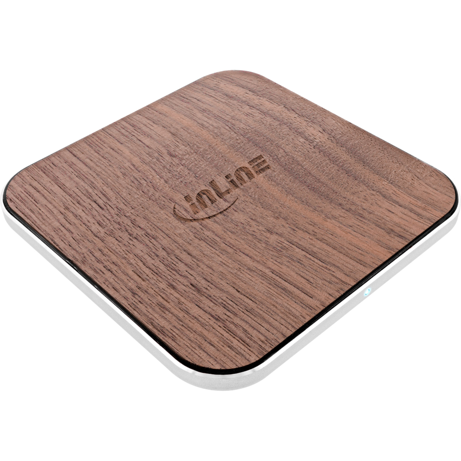 InLine Qi woodcharge, caricabatterie rapido wireless, 5/7,5/10W/15W, USB-C