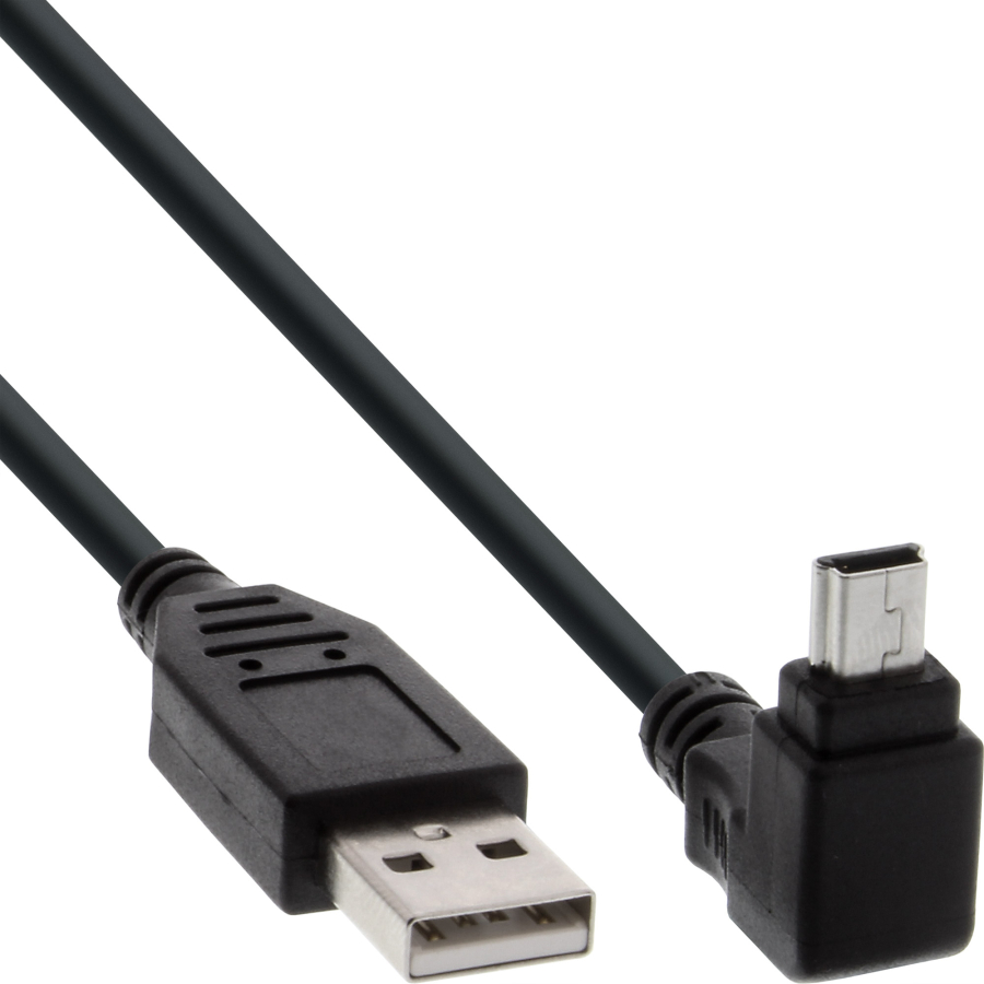 InLine Cavo USB 2.0 Mini, Am/ Mini Bm(5pol.), Angolato v/ Alto, nero, 0,3m