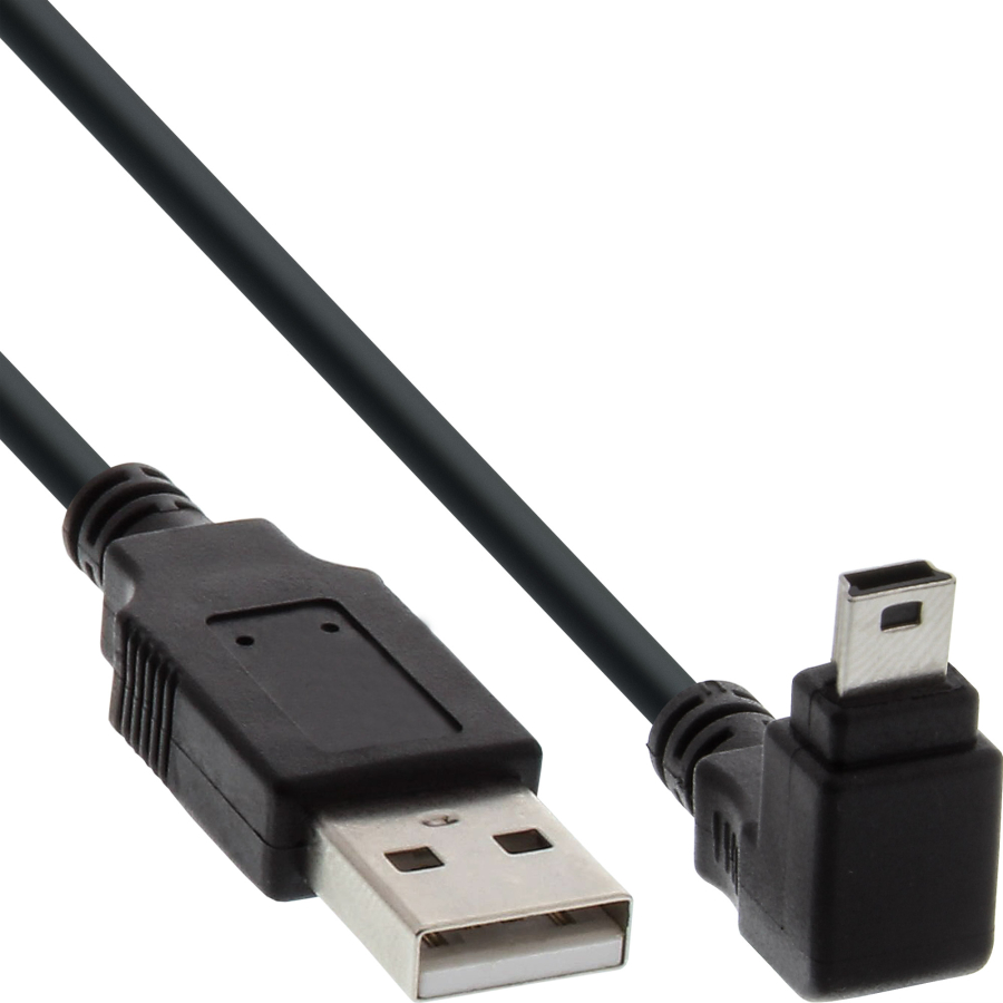 InLine Cavo USB 2.0 Mini, Am/ Mini Bm(5pol.), Angolato v/ Basso, nero, 2m