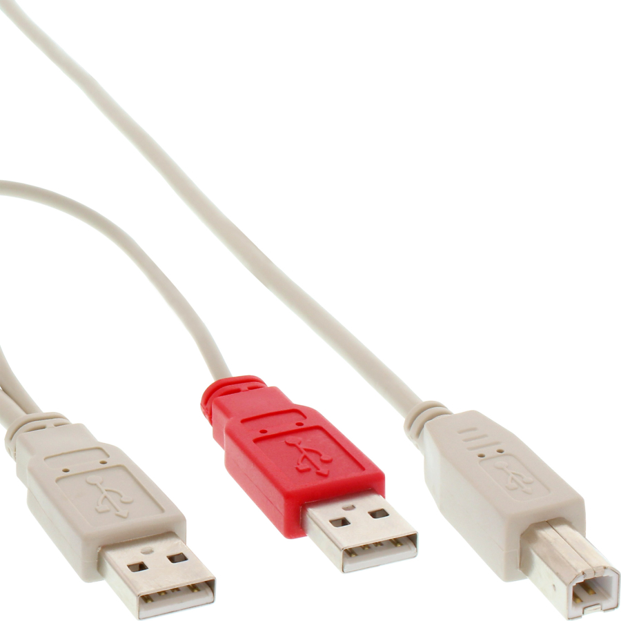 InLine Cavo USB 2.0 Sdoppiato, 2x A maschio / B maschio, Y Form, 1m