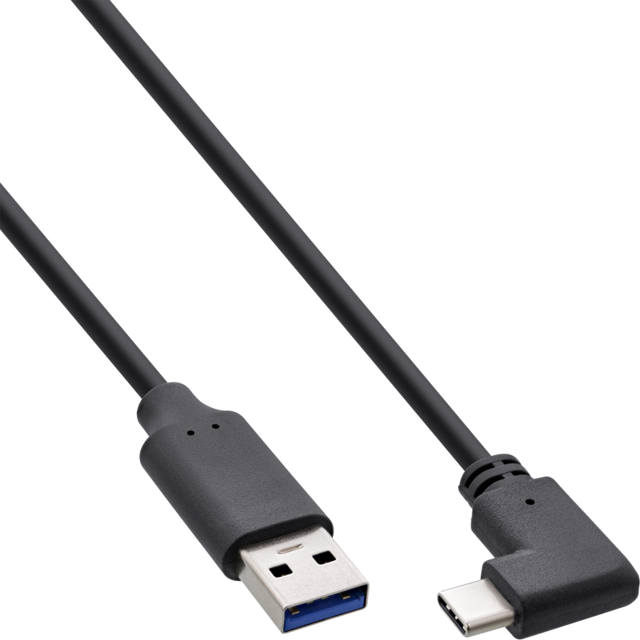 InLine Cavo USB 3.2, spina USB-C angolata su spina A, nero, 0,3m