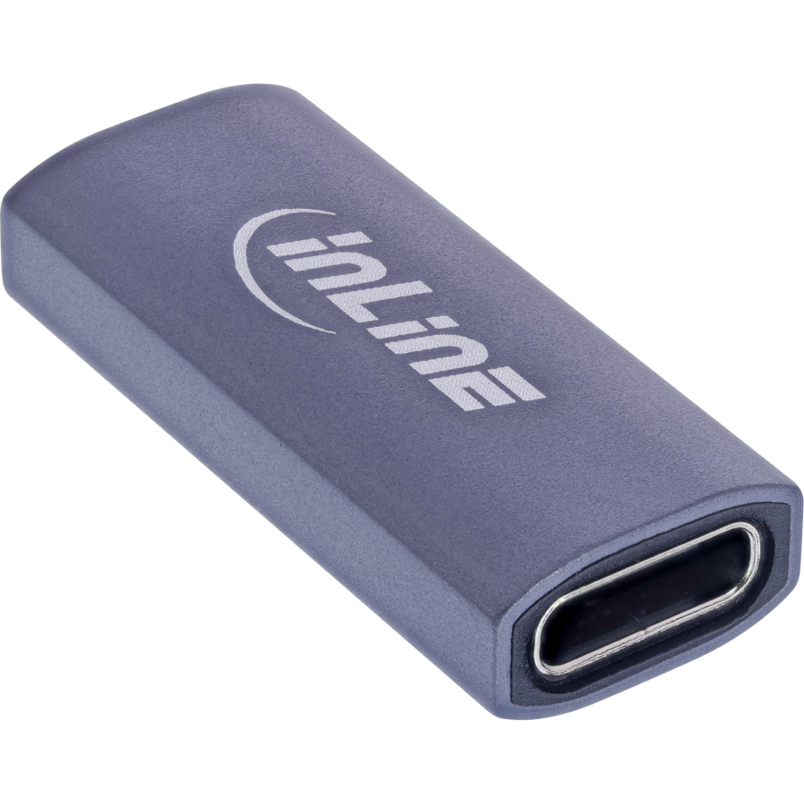 Adattatore InLine USB4, presa/presa USB-C, alluminio, grigio