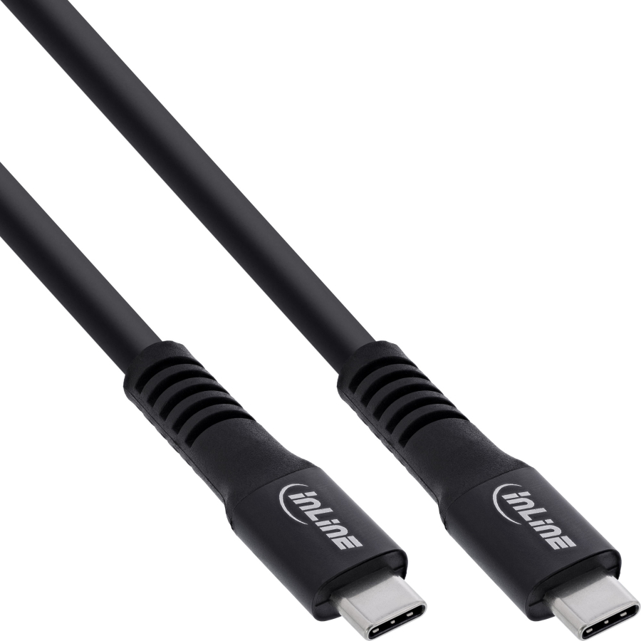 InLine USB4 cavo, USB-C maschio/maschio, 4K60Hz, 60W, TPE/alluminio nero, 5m