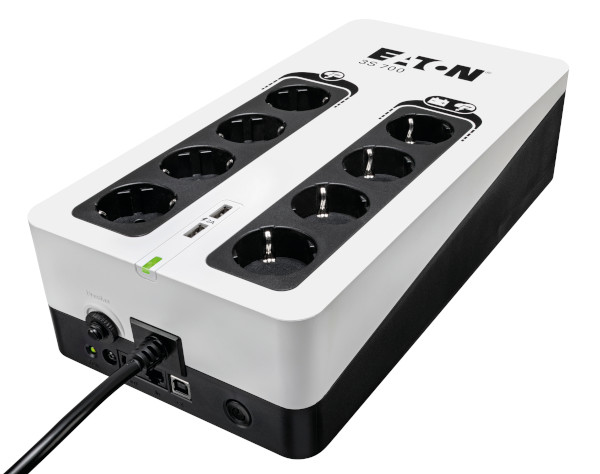 EATON 3S UPS DIN, 700 VA, 420 W, INGR: SCHUKO, USC. (4) SCHUKO (4) SCHUKO SOLO SURRGE, COM. USB, TOW