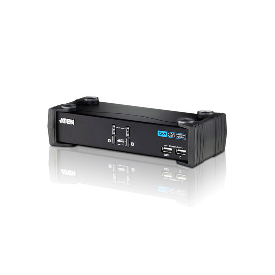 Aten CS1762A, KVM Switch, 2 porte, USB DVI, Audio, Hub USB 2.0, Kit cavi inclusi