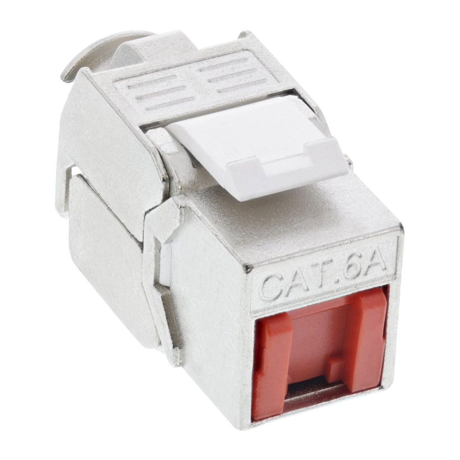 InLine RJ45 Keystone Jack Snap-In modulo Cat.6a, copertura antipolvere rosso