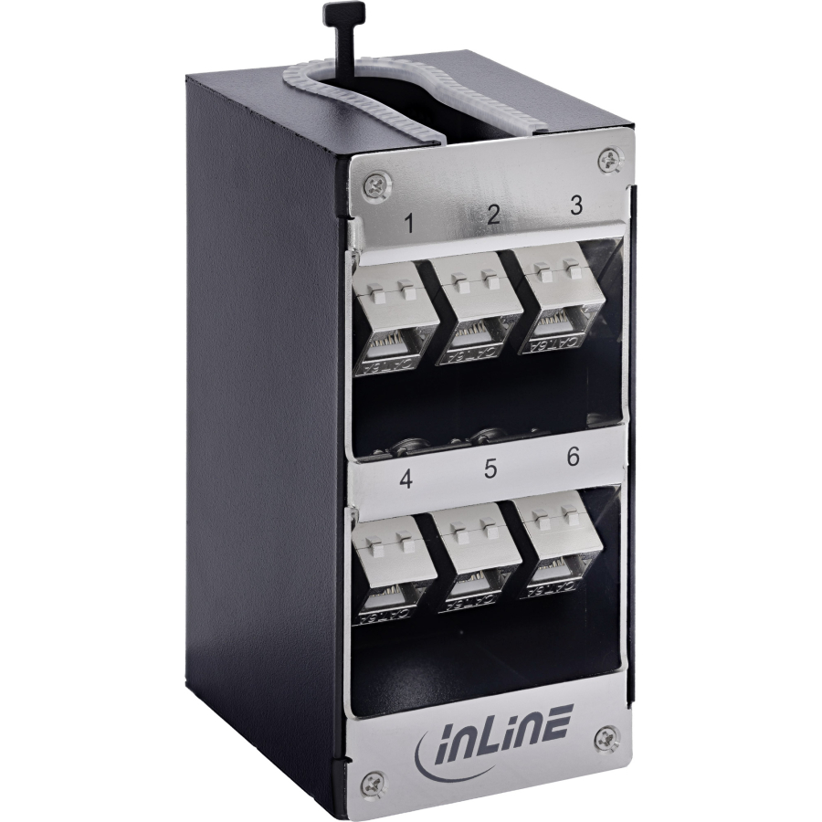 InLine Box Keystone Cat.6A, montaggio parete/guida DIN, STP, 6 porte