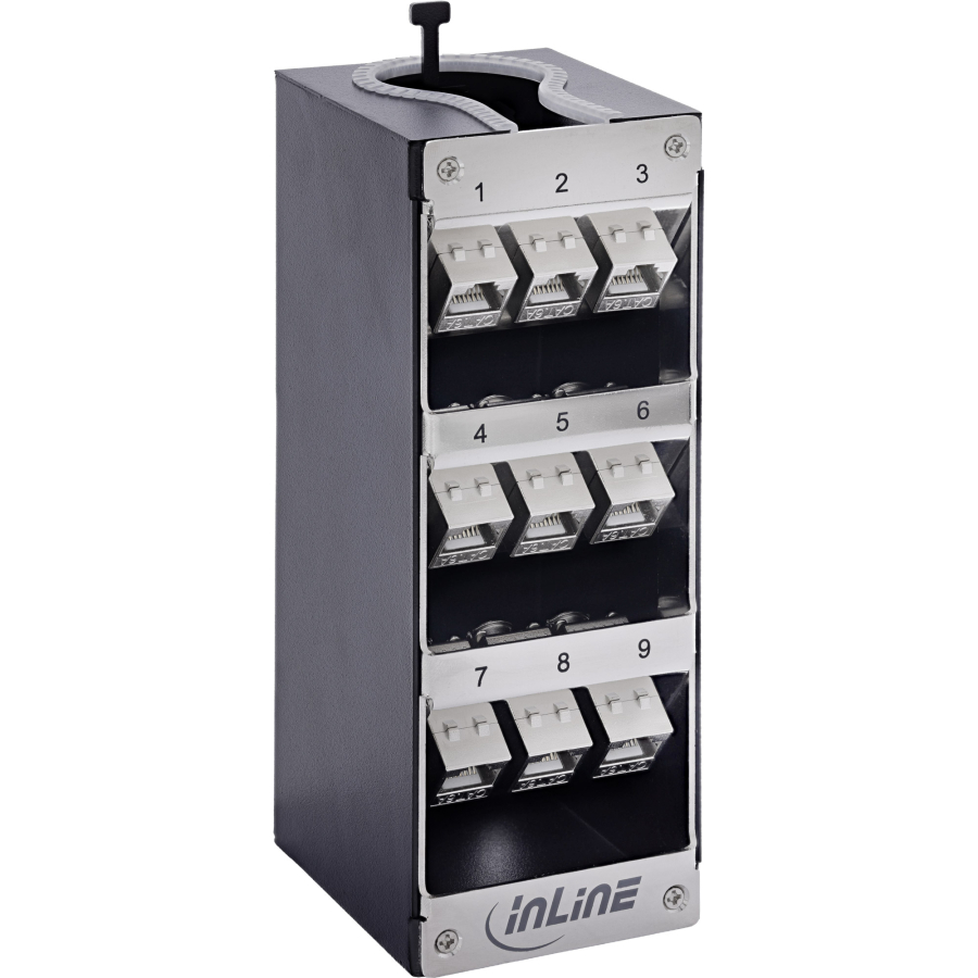 InLine Box Keystone Cat.6A, montaggio parete/guida DIN, STP, 9 porte