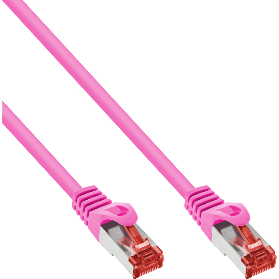 InLine Cavo patch, S/FTP (PiMf), Cat.6, 250MHz, PVC, rame, rosa, 7,5m