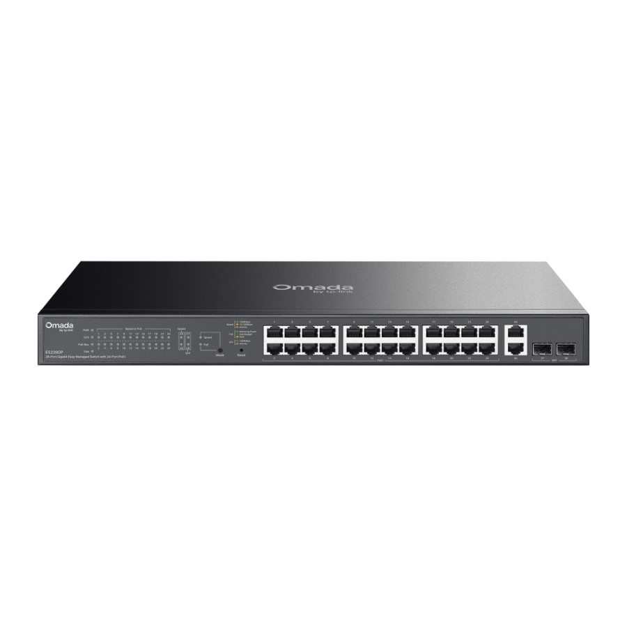 TP-LINK ES228GP SWITCH 28P GIGABIT MANANAGED OMADA 24P POE 2P NON POE 2SFP CLOUD OMADA