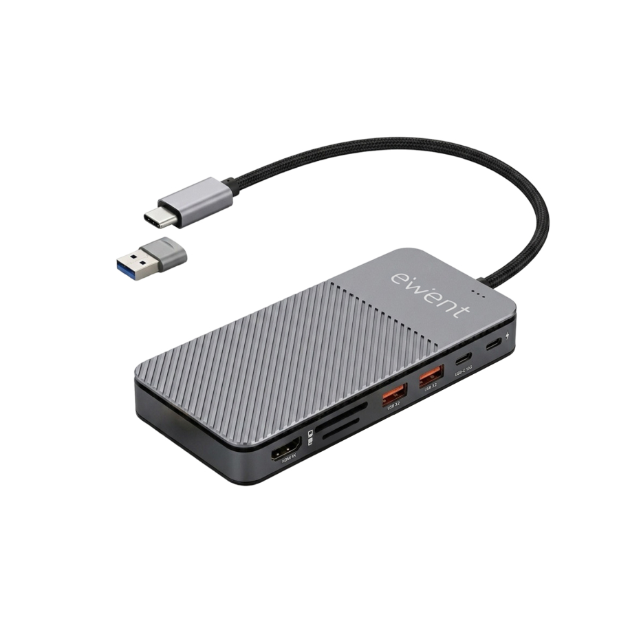 Ewent Dock Multiporta USB-C 8-in-1, USB-C, HDMI, M.2 NVMe, PD 100W