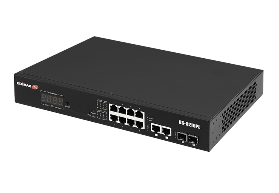 Smart Switch Web a Lungo Raggio 12 porte Gigabit PoE+ VLAN con 2 porte Gigabit RJ45 e 2 porte SFP. GS-5210PL
