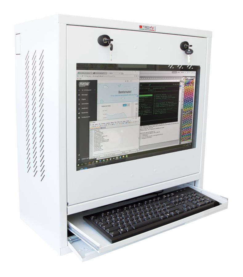 Armadio di sicurezza per PC. monitor LCD e tastiera Bianco