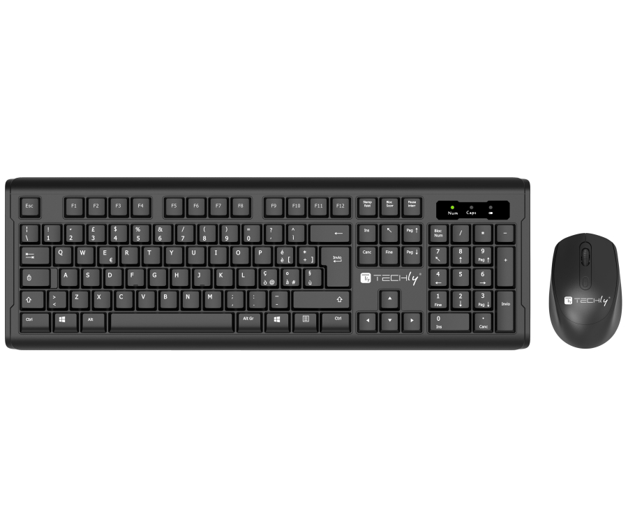 Kit Tastiera e Mouse 1600 Dpi Wireless Nero