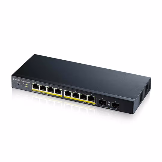ZYXEL SWITCH MANAGED 8 PORTE GIGABIT POE 70W, 2XSFP, DESIGN SENZA VENTOLE, DESKTOP