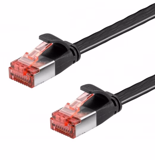 Cavo di Rete Patch Piatto in Rame Cat.6 U/FTP 2.0m Nero