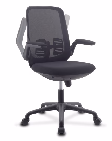 Sedia per Ufficio Regolabile in Altezza con Braccioli Pieghevoli Nera