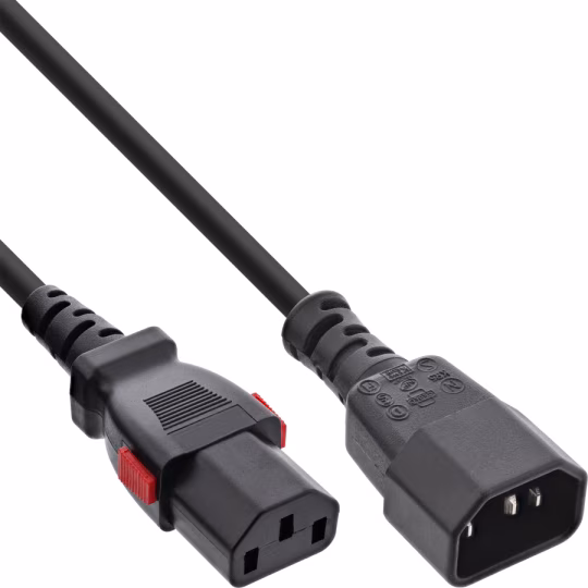 InLine Cavo di prolunga IEC, da C13 bloccabile a C14, nero, 0,5m