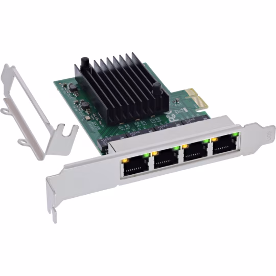 Scheda di rete InLine Quad Gigabit, 4x RJ45 1 Gb/s, PCIe x1