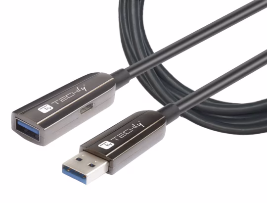 Cavo Ottico Attivo USB 3.2 SuperSpeed Active Optical Cable USB A M/F 10m Nero