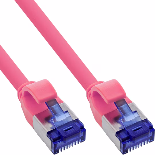 InLine Patchcord Slim, Cat.6A, S/FTP, TPE (LSZH), PoE, magenta, 0,3m