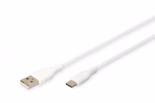 Cavo di alimentazione in silicone USB-A - USB-C. USB 2.0 60W. 2m bianco