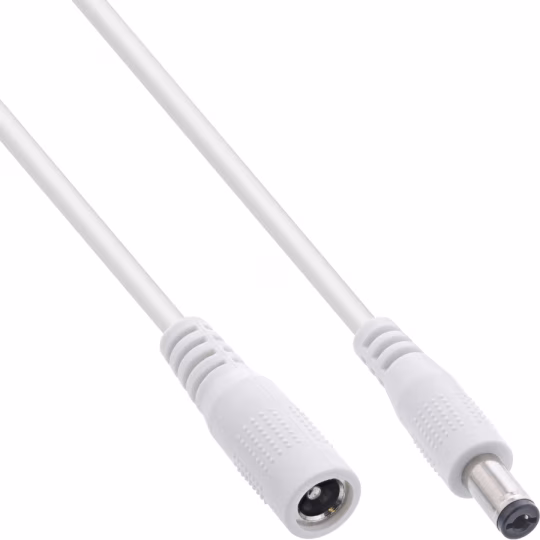 InLine Cavo di prolunga DC, maschio/femmina 5,5x2,1mm, AWG18, bianco, 2m