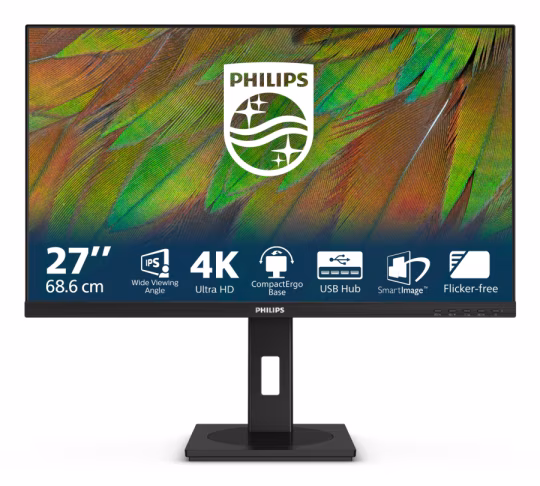 PHILIPS MONITOR 27 LED IPS 4K UHD 4MS 350 CDM, PIVOT, DP/HDMI, MULTIMEDIALE