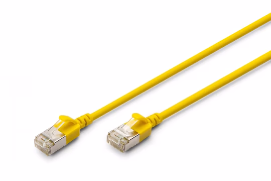 Cavo patch cord slim RJ45-RJ45. Cat. 6A. F/FTP. AWG 32/7. LSOH. 0.3 m. giallo