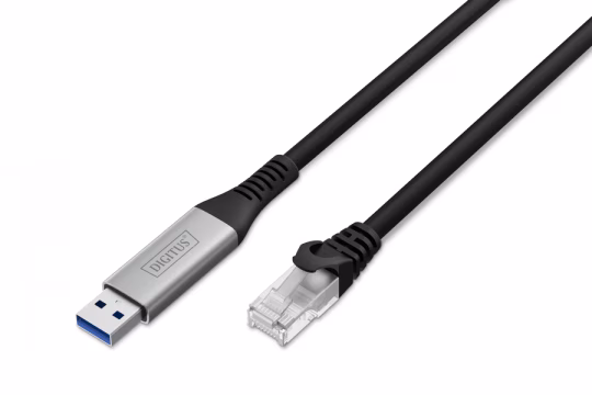 Cavo adattatore USB-A a RJ45 Cat. 6A S/FTP. 1 Gbit/s. USB 3.2 Gen1. LSZH. 10 m