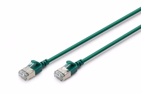 Cavo patch cord slim RJ45-RJ45. Cat. 6A. F/FTP. AWG 32/7. LSOH. 1 m. verde
