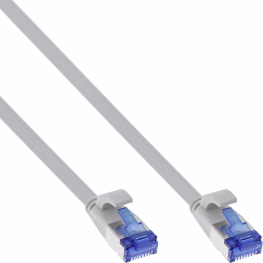 InLine Patch cable flat, U/FTP, Cat.6A, TPE senza alogeni, grigio, 0,3m