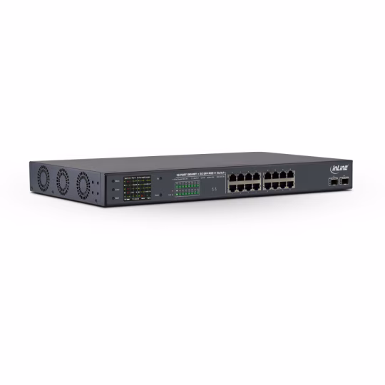 InLine PoE++ Gigabit Network Switch 16 porte, 1Gb/s, 2xSFP,19"1U (incl. staffe)